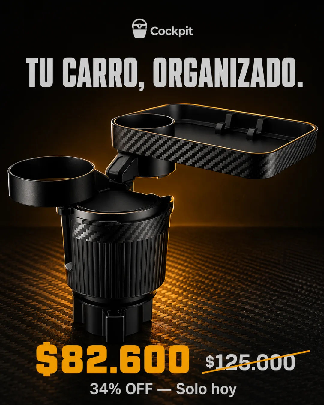 Portavasos Ajustable Cockpit para carro