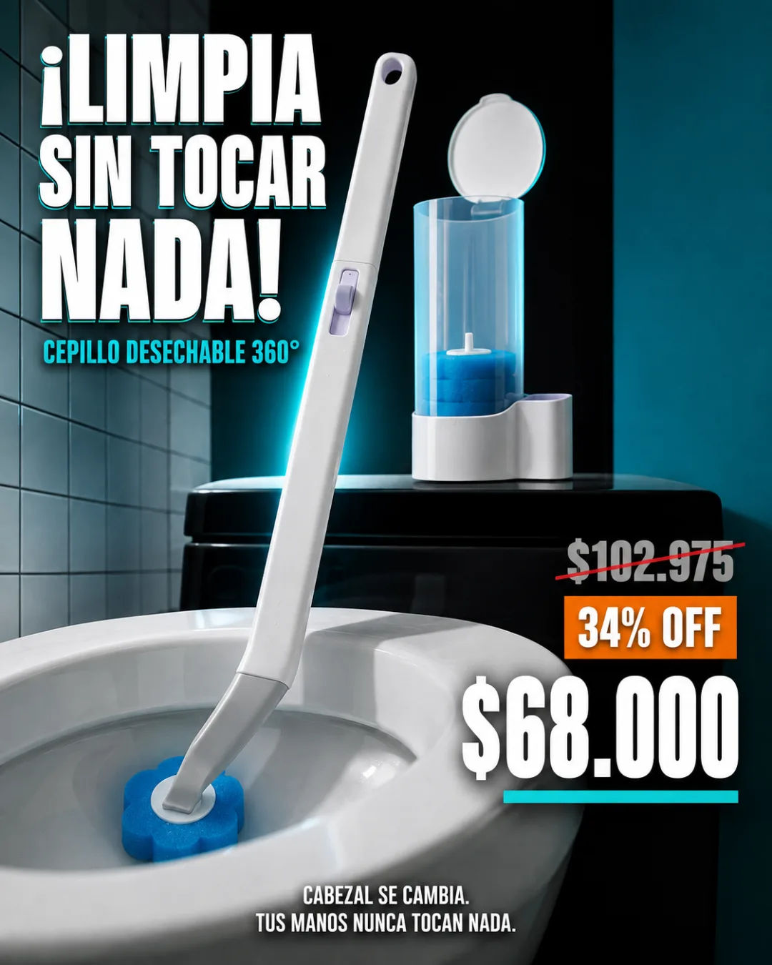 Cepillo Limpiador De Inodoro Desechable