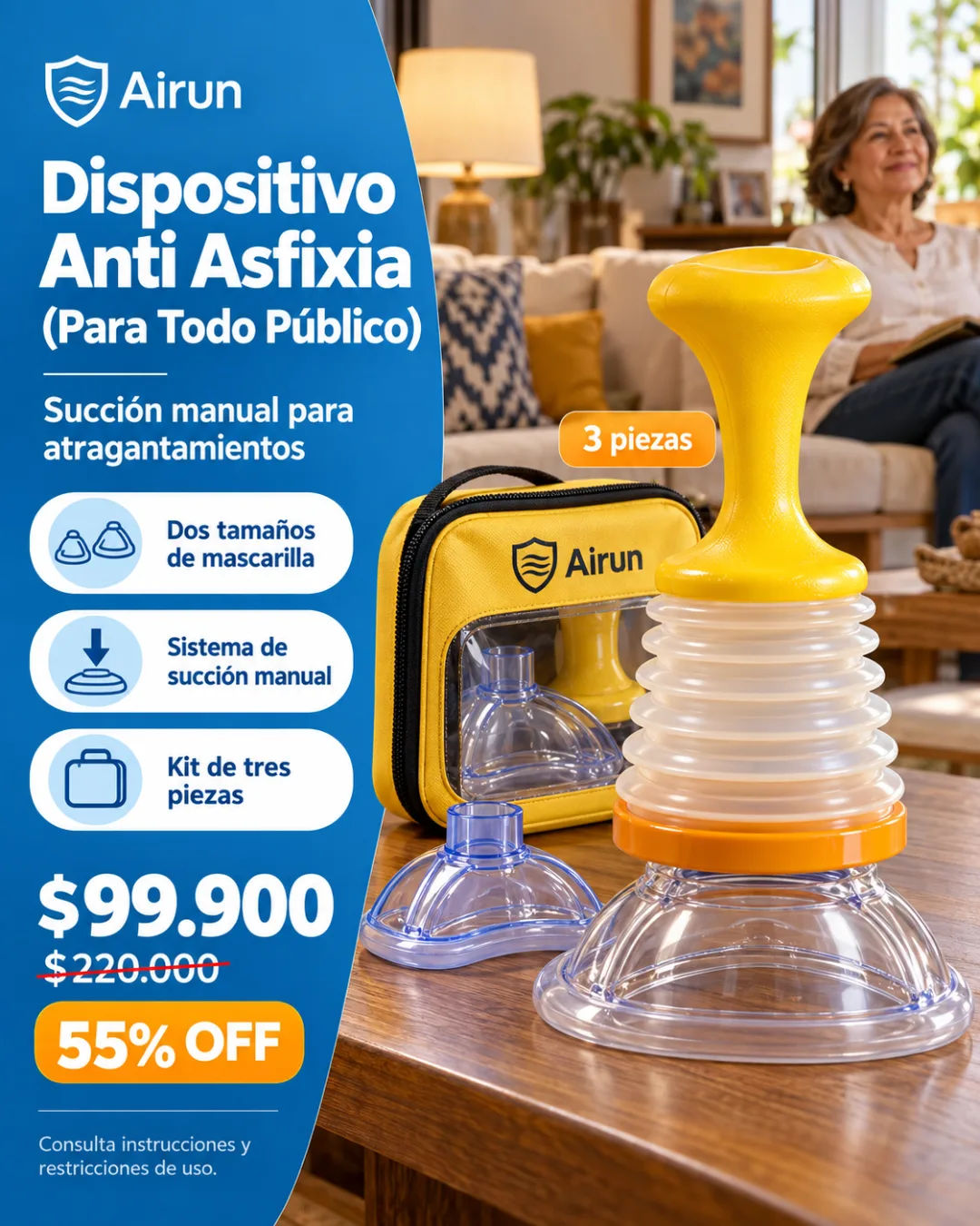 Dispositivo Anti Asfixia Airun para adultos mayores y bebés