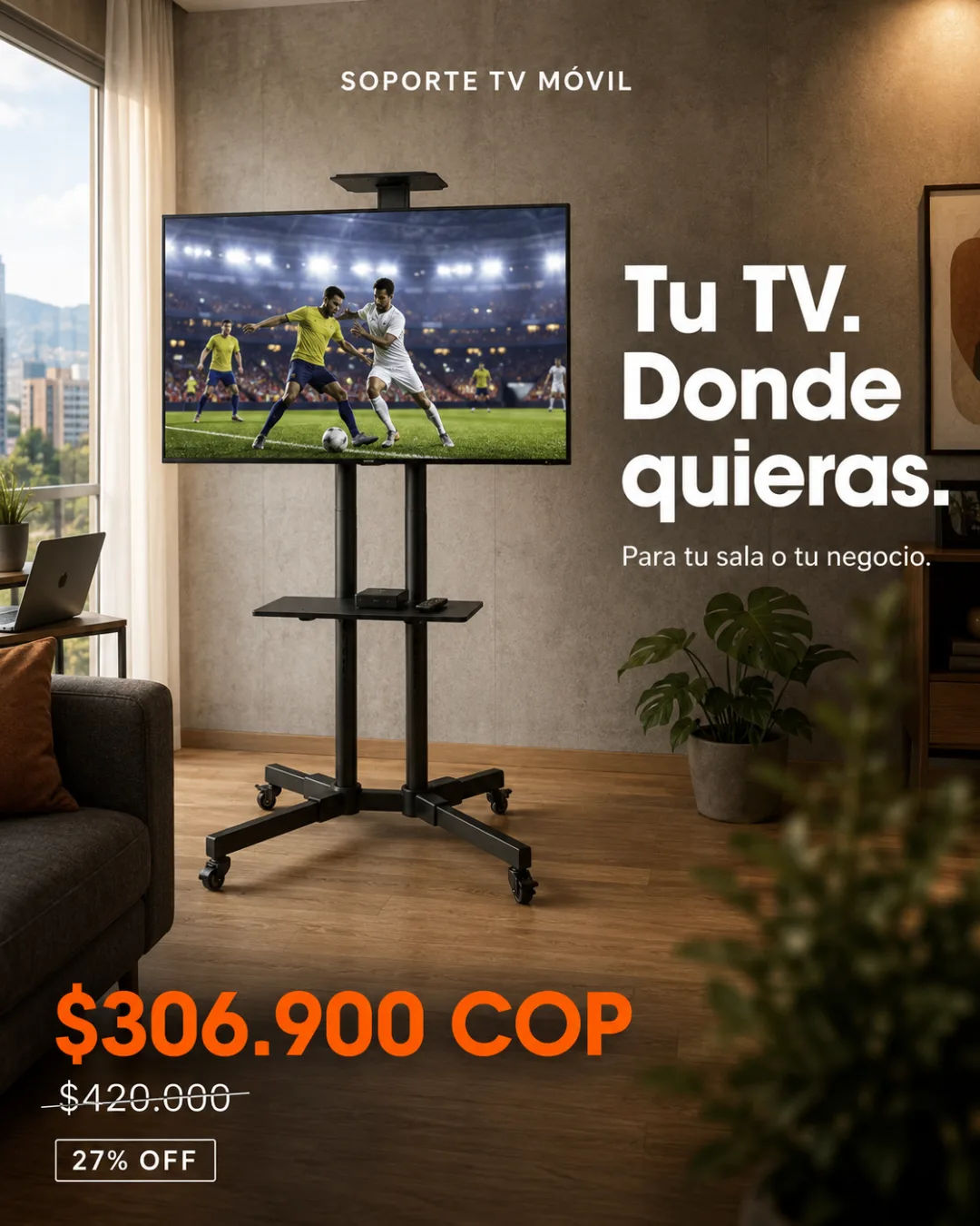 Soporte con ruedas para TV 32 a 70 pulgadas