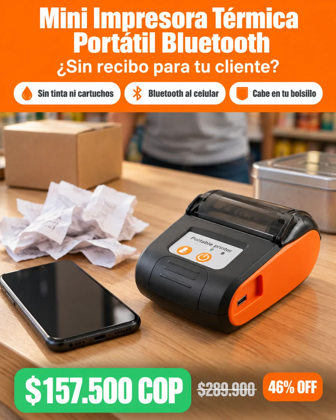 Mini impresora térmica portátil Bluetooth: guía escrita a mano frente a etiqueta impresa
