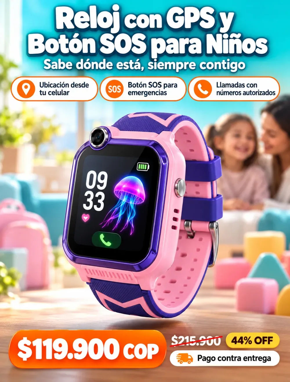 Hero con reloj flotando sobre su sombra
