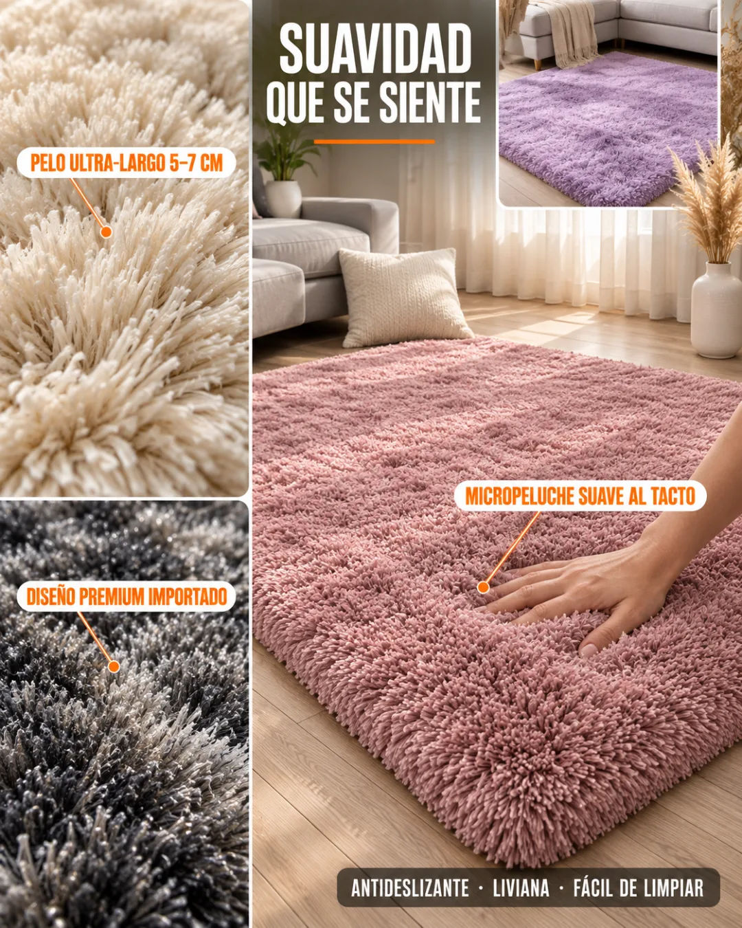 Sala sin alfombra: piso frío, muebles flotando sin punto focal