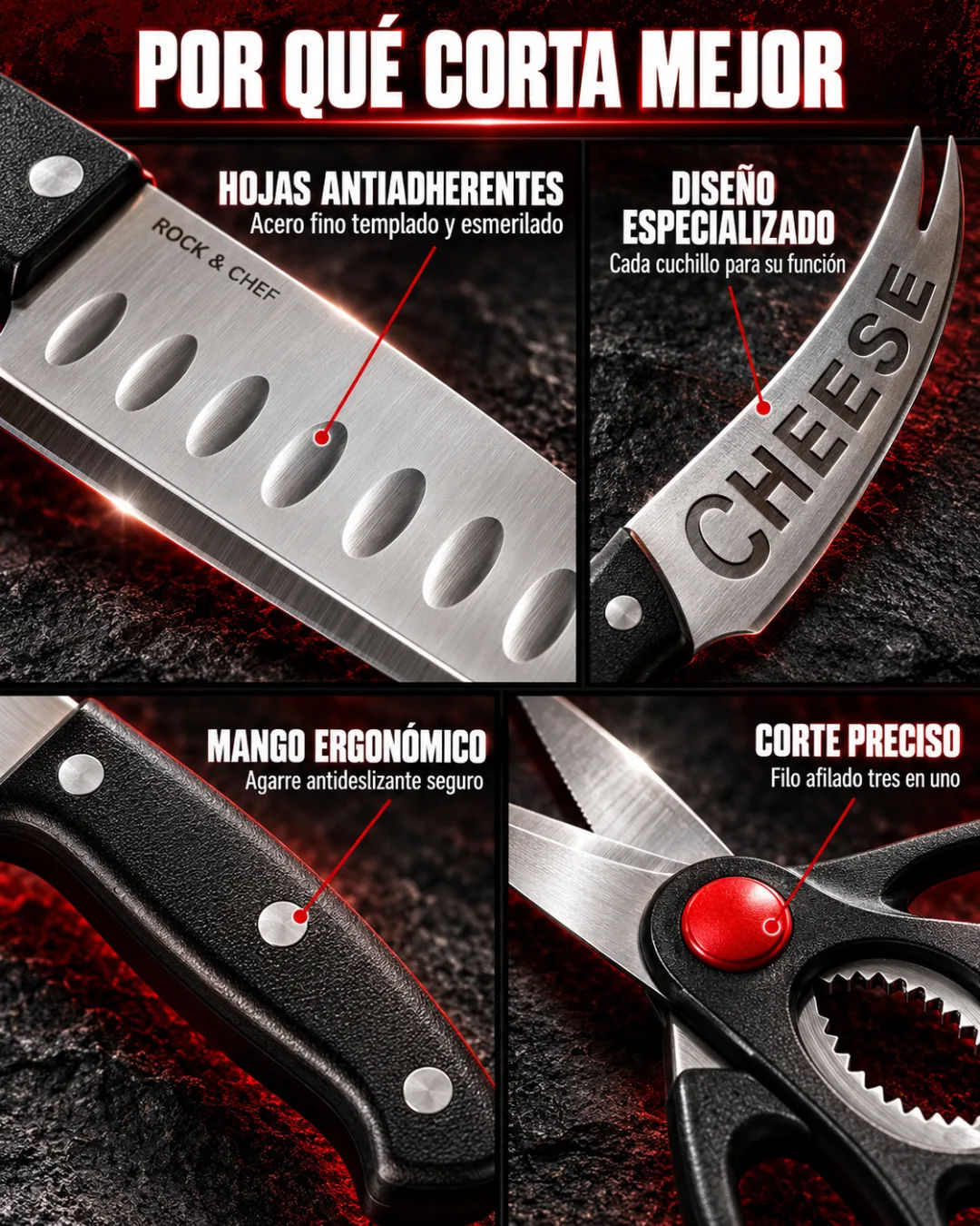 Set de 13 cuchillos Miracle Blade con hojas de acero inoxidable templado y antiadherente