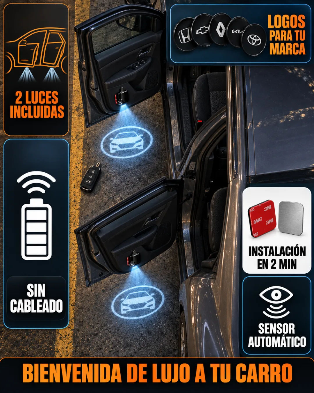 Pack doble de proyectores LED: lente intercambiable, fijación magnética y cuerpo ABS compacto