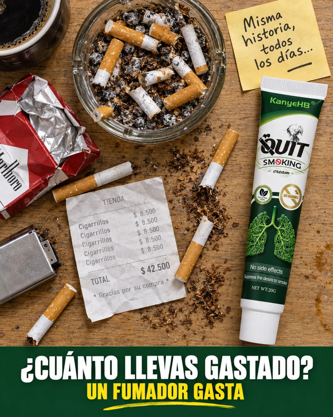 Antes de usar la crema: cuerpo bajo efectos del tabaco