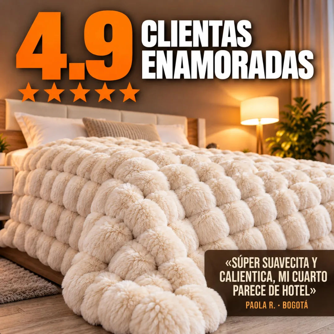 Cobija burbuja piel de conejo sobre una cama