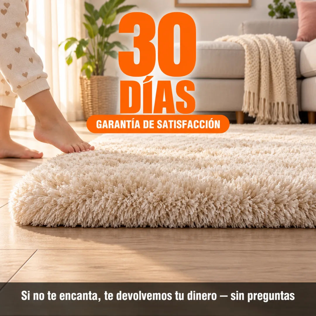 Alfombra shaggy extendida en sala colombiana