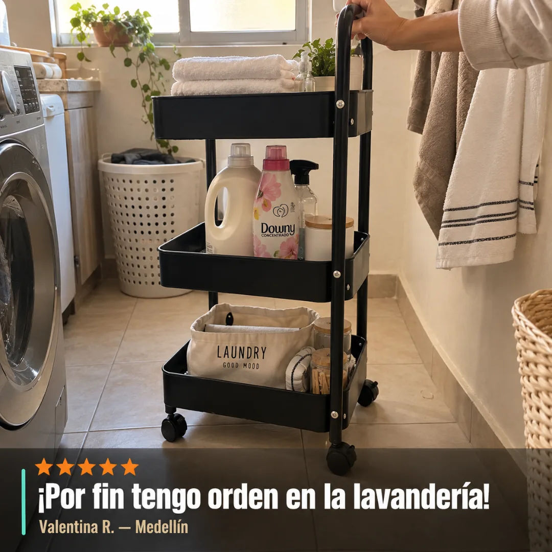 Carrito organizador en cocina real de cliente