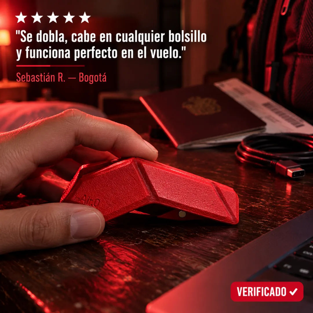 Mouse Air.0 rojo en uso, foto de la sección de opiniones