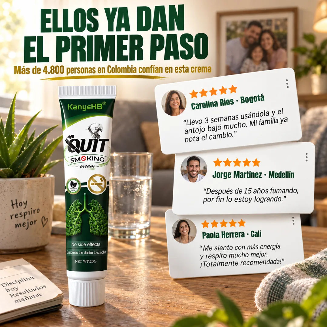Mujer colombiana que dejó de fumar con la crema