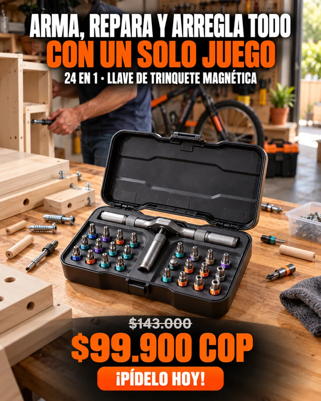 Kit de 24 puntas con estuche y trinquete