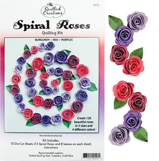 Spiral Roses Quilling Kit - Burgundy, Red, Purple