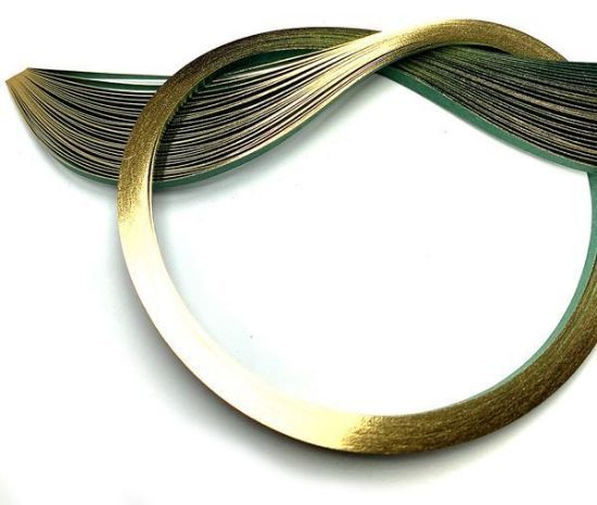 Gold Edging on Leaf Green Quilling Paper