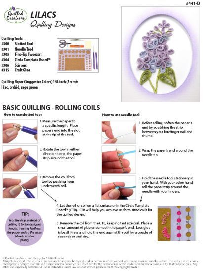Lilac Card Quilling Instructions Printed