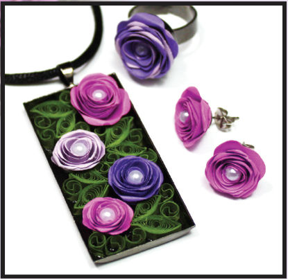 Quilled Rose Jewelry Set