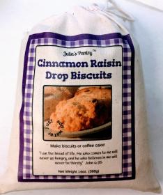 Easy Cinnamon Raisin Drop Biscuits, 14oz Cloth, includes raisins and powdered sugar