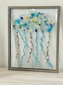 Sea Glass Wall Hanging Jelly Fish