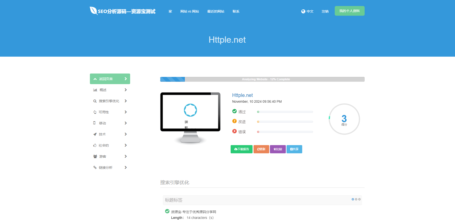 高级SEO化在线优化检测分析源码,获得更高收录