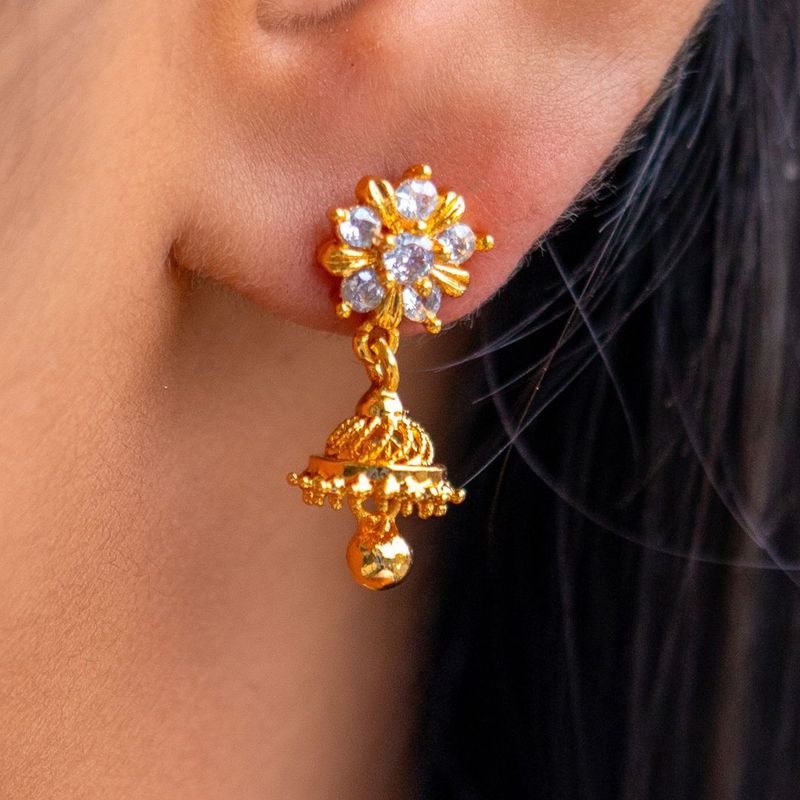 gold plated small jhumka earrings gold Gold Plated Small Jumka Earrings