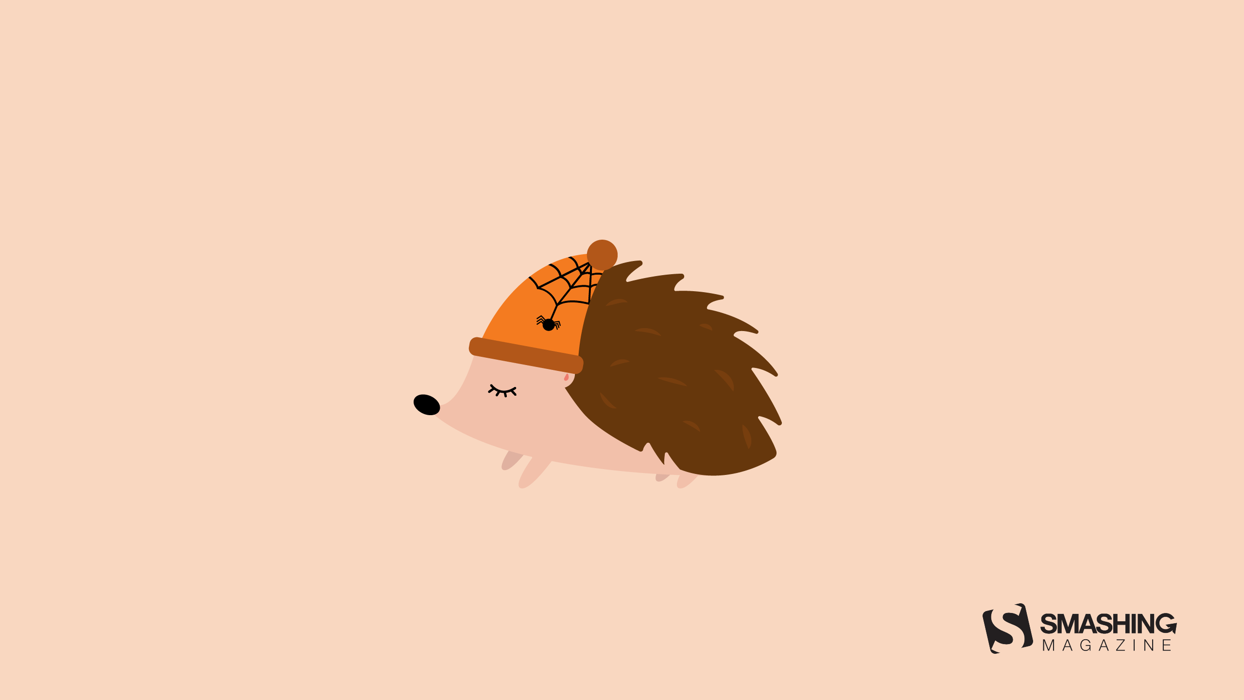 halloween-themed wallpaper: it depicts an illustrated hedgehog with a nightcap