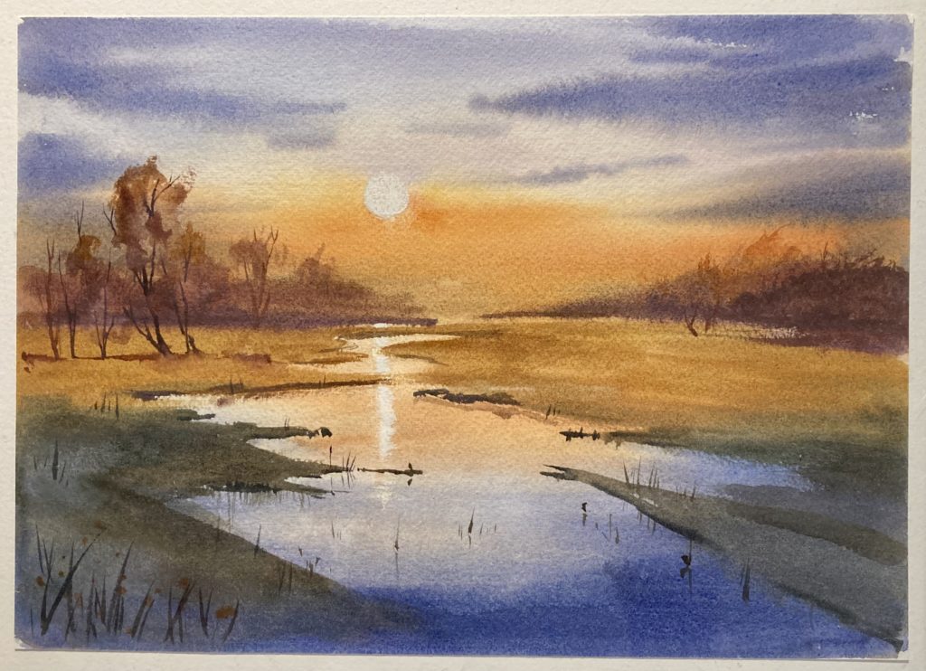 Watercolor: sunset