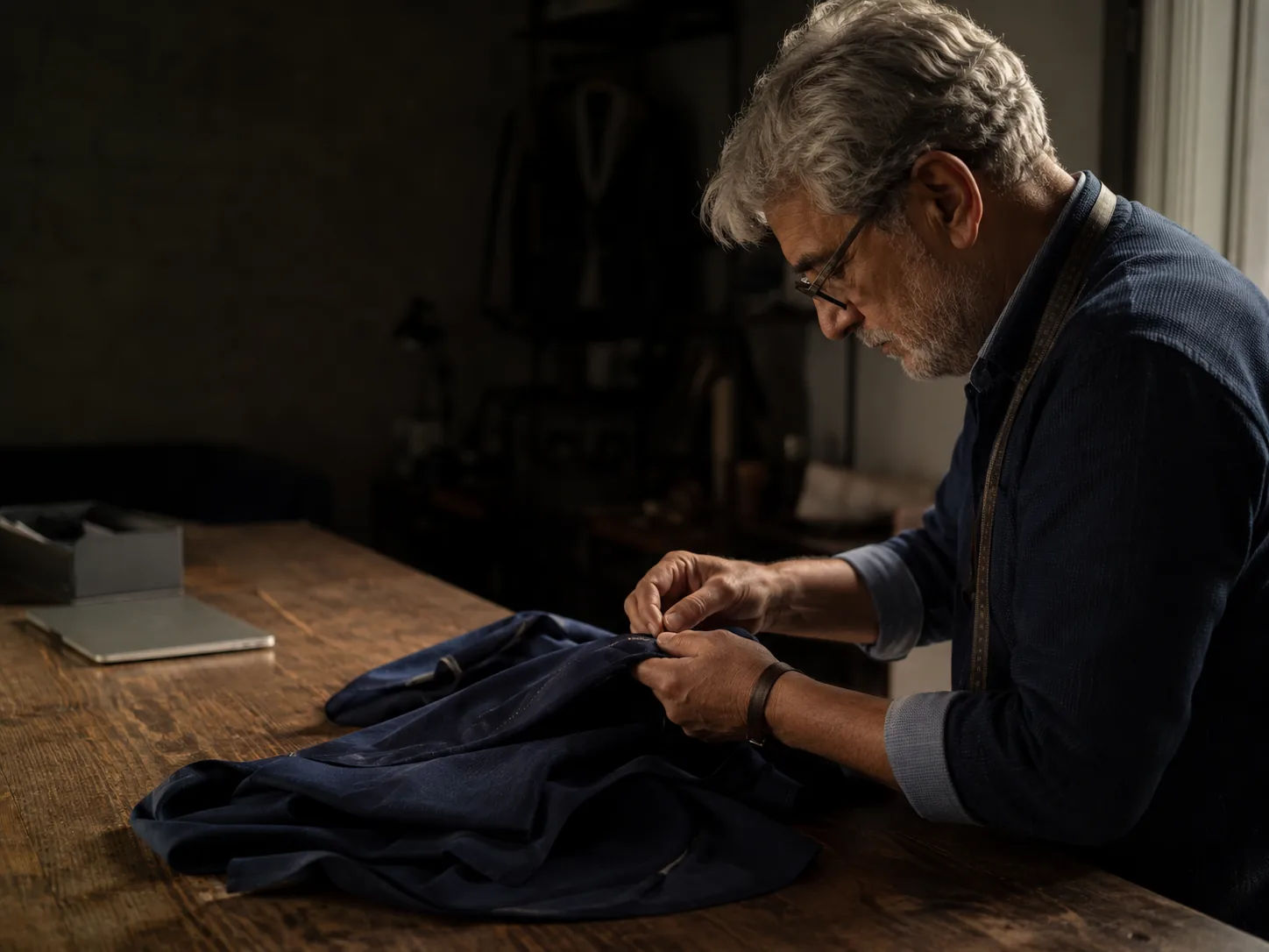 A maker at a workbench, focused on the product rather than on paperwork