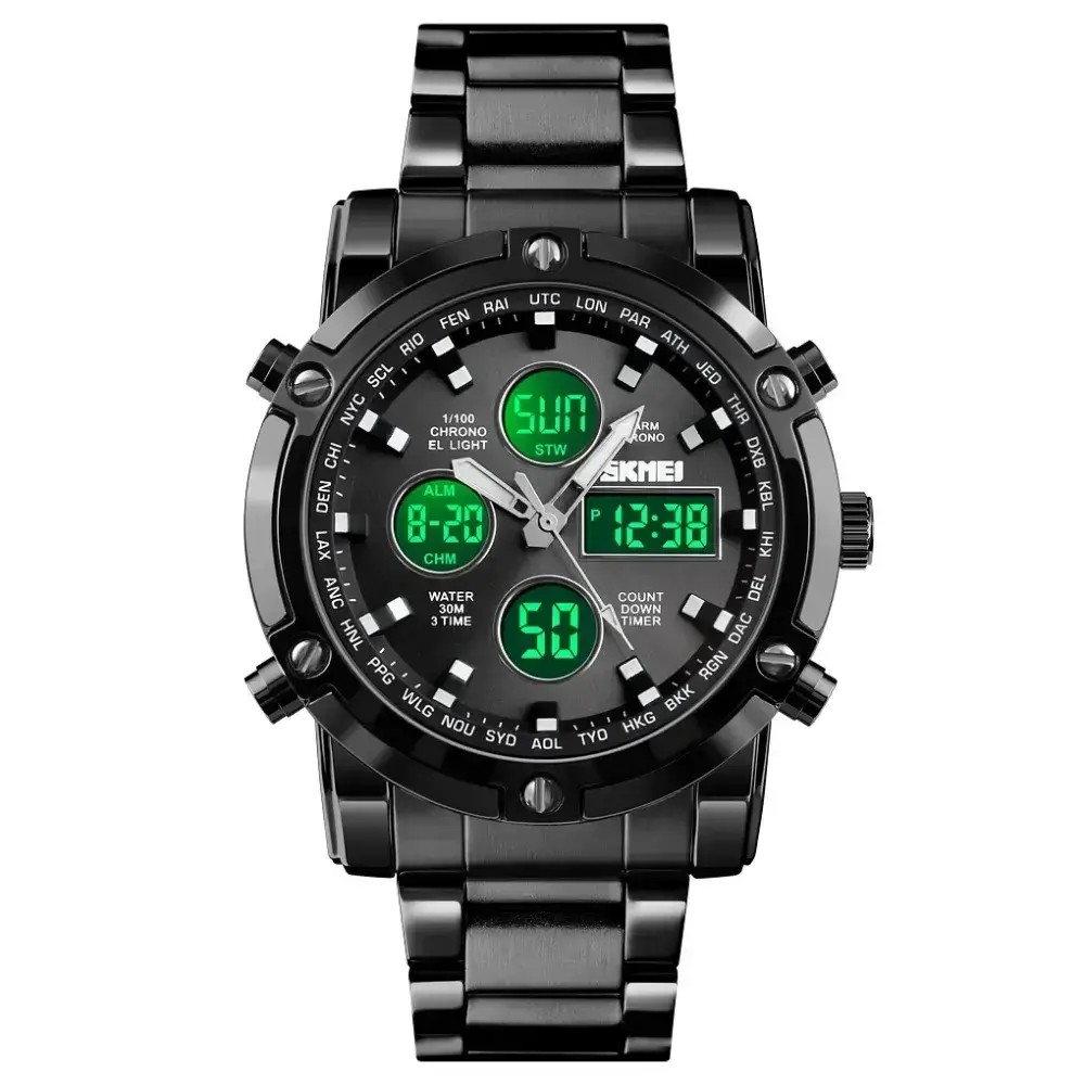 Produk Skmei Original Stainless Steel Dual Time - Jam Tangan Pria Black Full