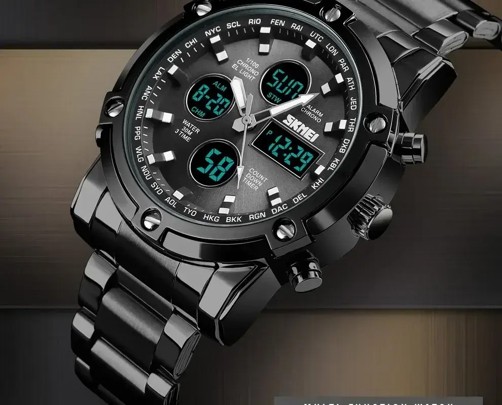 Produk Skmei Original Stainless Steel Dual Time - Jam Tangan Pria Black Full