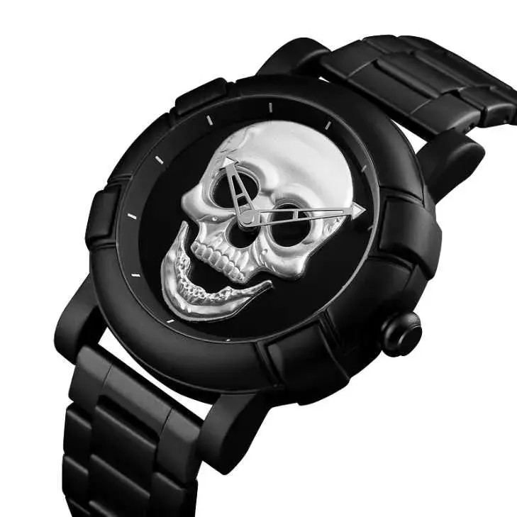 Produk Jam Tangan Analog Pria Skull Tengkorak Original Stainlees Steel Silver 9178