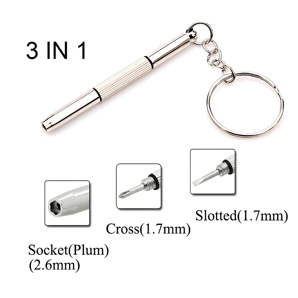 Produk Obeng Mini 3 In 1 Gantungan Kunci - Alat Service Kacamata Jam Tangan Portable