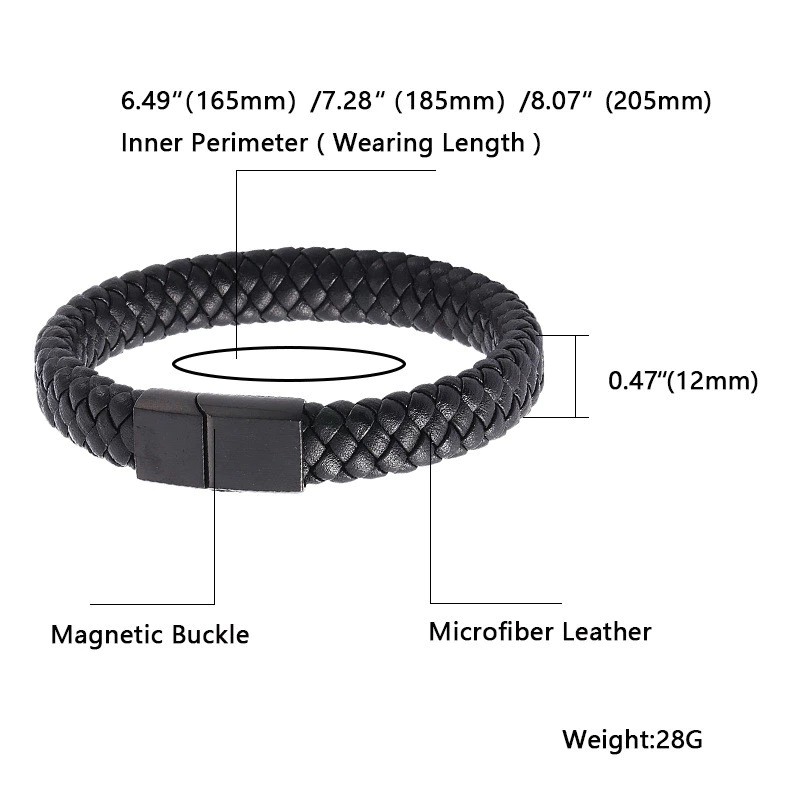 Produk Gelang Pria Kulit Anyam Hitam Premium Magnetic Buckle Stylish Minimalis