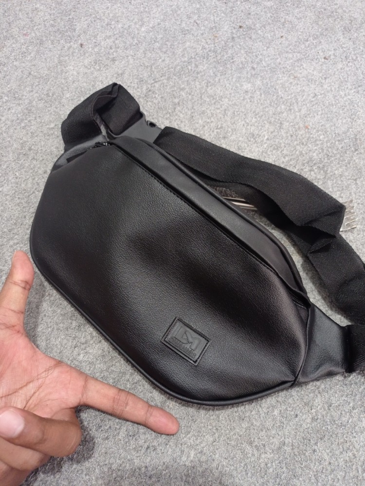 Produk Tas Dada Pria Premium Kulit Pu High End Waist Bag Import Hitam