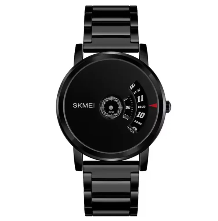 Produk Jam Tangan Analog Pria Angka Unik Hitam Original Stainless Steel