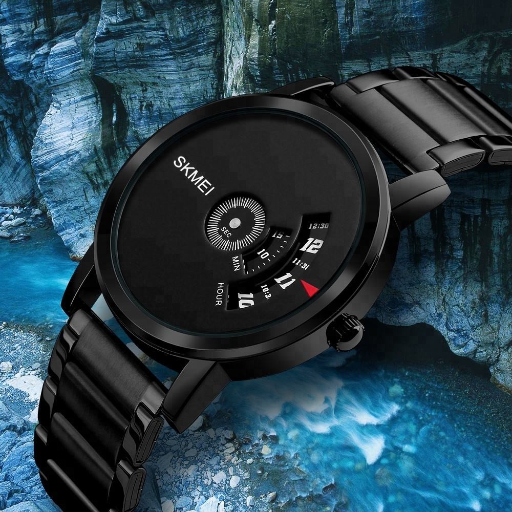 Produk Jam Tangan Analog Pria Angka Unik Hitam Original Stainless Steel