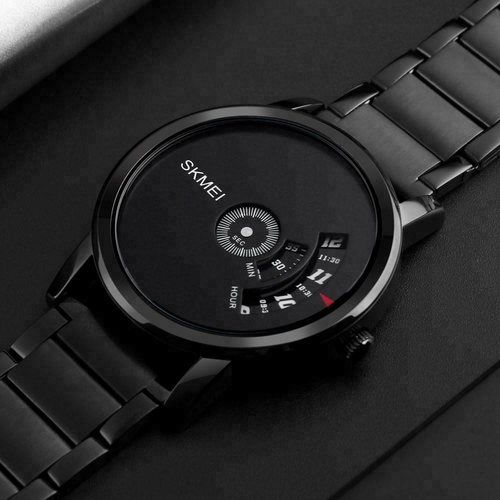 Produk Jam Tangan Analog Pria Angka Unik Hitam Original Stainless Steel