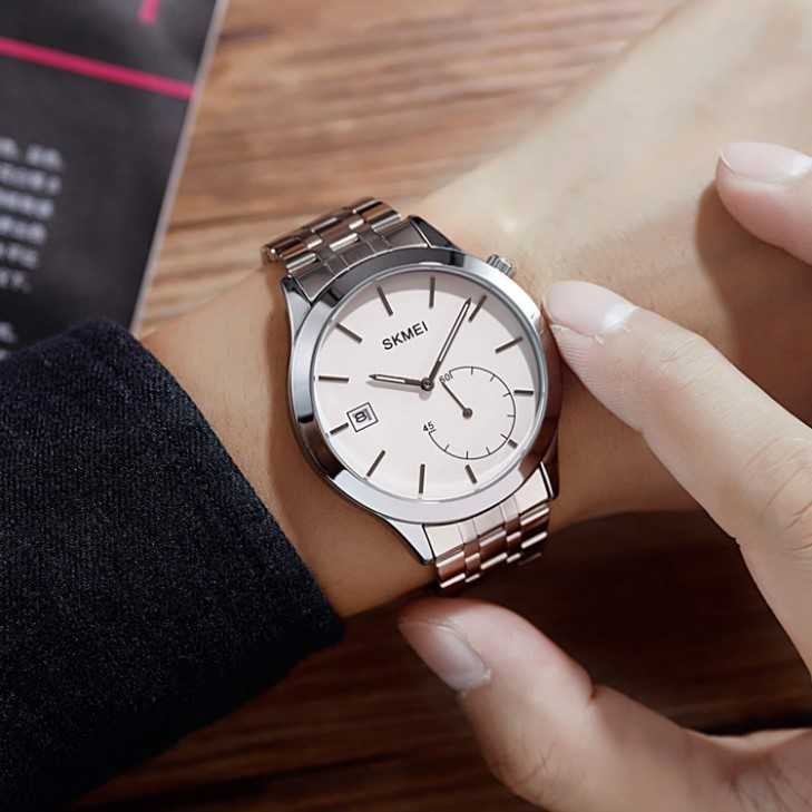 Produk Jam Tangan Analog Rantai Original New Style Silver White Skmei Original