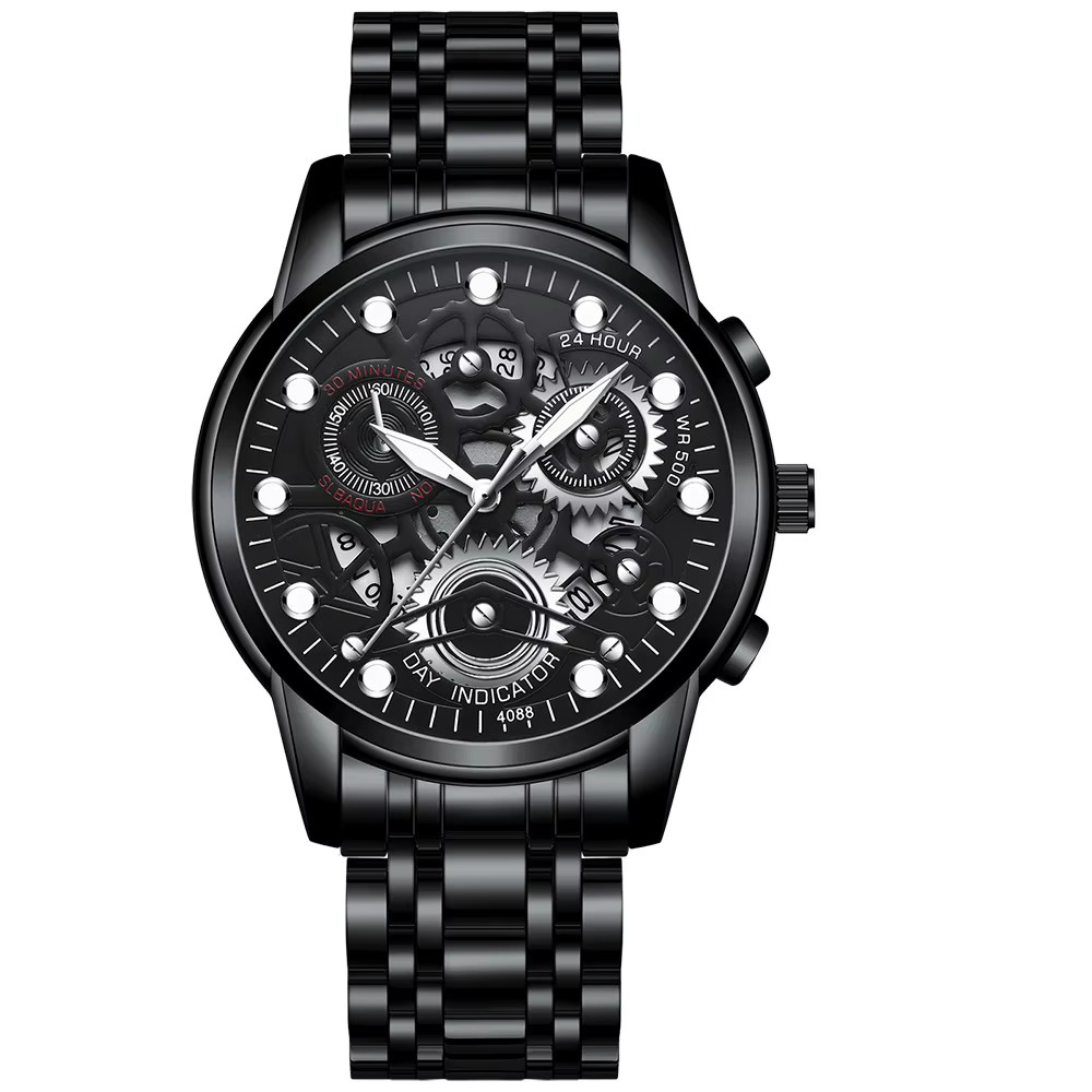 Produk Jam Tangan Black Full Original Analog Rantai Pria Or Wanita Stainless