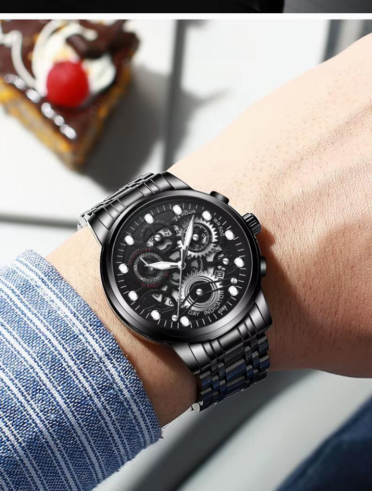 Produk Jam Tangan Black Full Original Analog Rantai Pria Or Wanita Stainless
