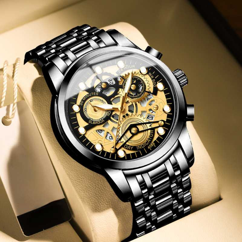 Produk Jam Tangan Analog Rantai Pria Or Wanita Stainless Steel Blackgold