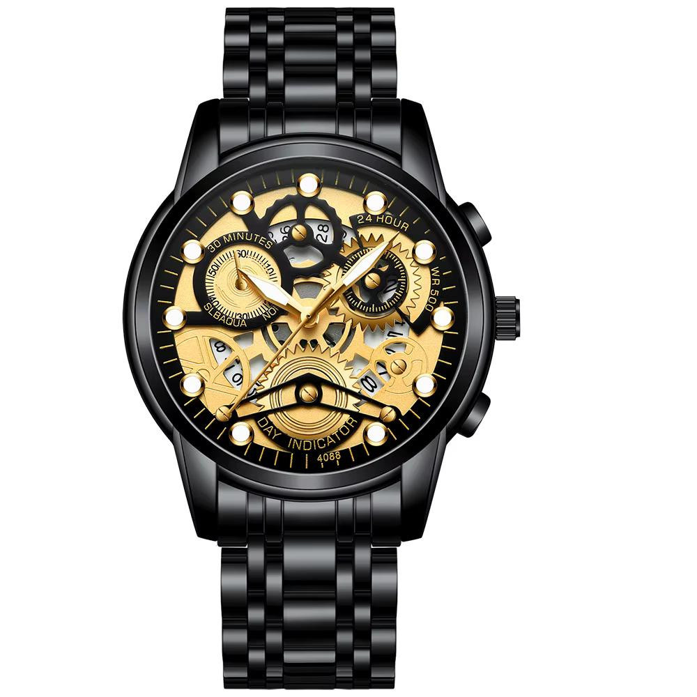 Produk Jam Tangan Analog Rantai Pria Or Wanita Stainless Steel Blackgold