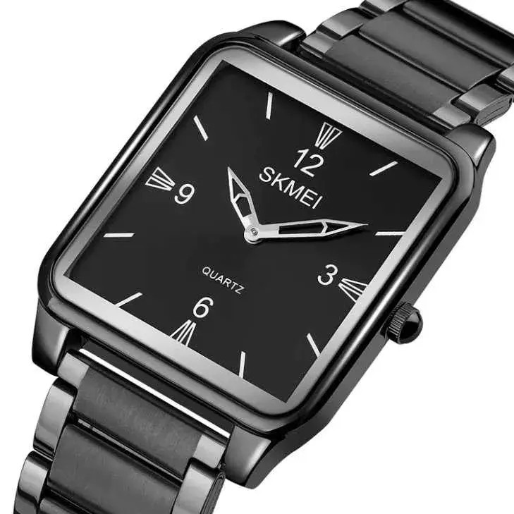 Produk Jam Tangan Persegi Analog Original Hitam Rantai Stainless Steel