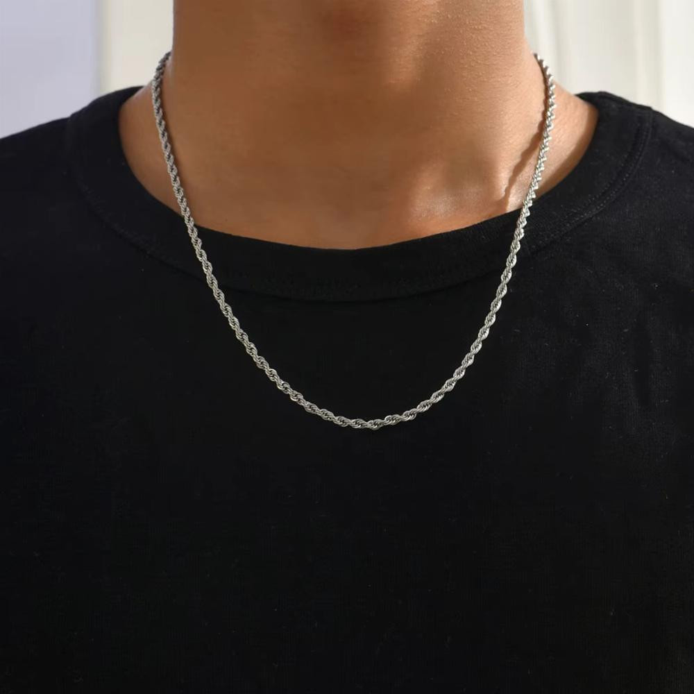 Produk Kalung Hitam Titanium Rantai Pagar Bulat Simpel Cowo Cewe Good