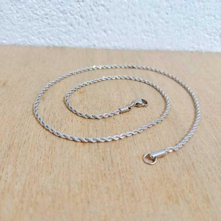 Produk Kalung Hitam Titanium Rantai Pagar Bulat Simpel Cowo Cewe Good