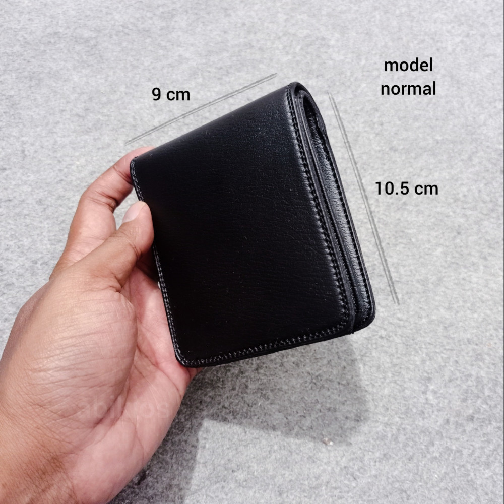 Produk Dompet Kulit Simpel Polos Hitam Remaja Dewasa