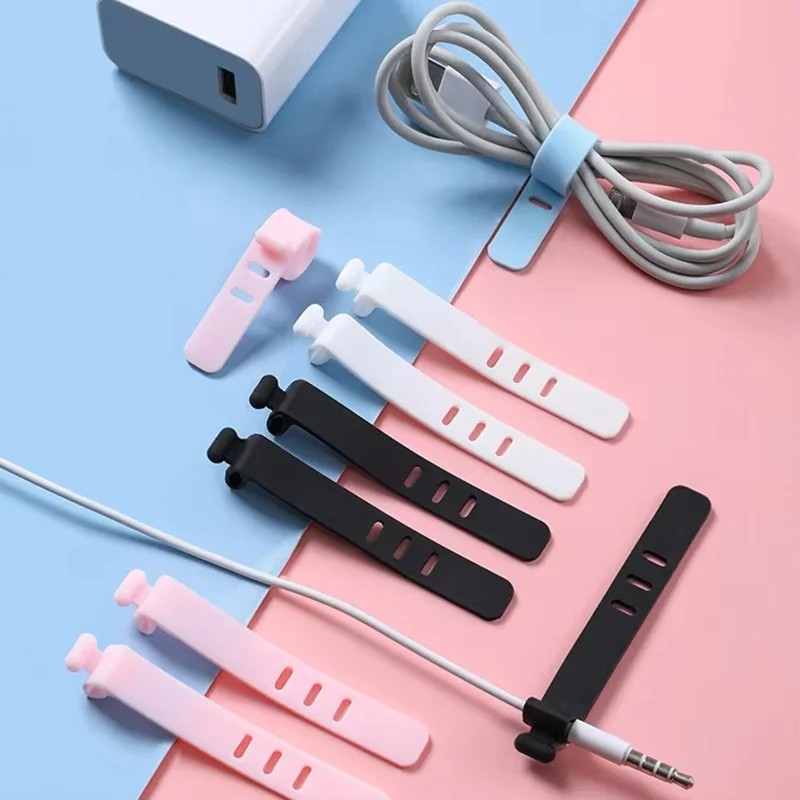 Produk Pengikat Kabel Silikon Warna Warni Strap Cord Organizer Flexible Reusable