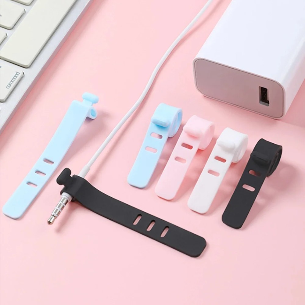 Produk Pengikat Kabel Silikon Warna Warni Strap Cord Organizer Flexible Reusable