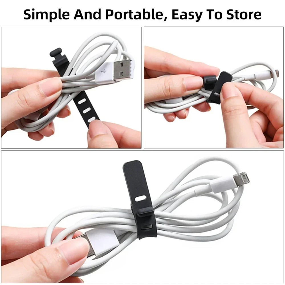 Produk Pengikat Kabel Silikon Warna Warni Strap Cord Organizer Flexible Reusable