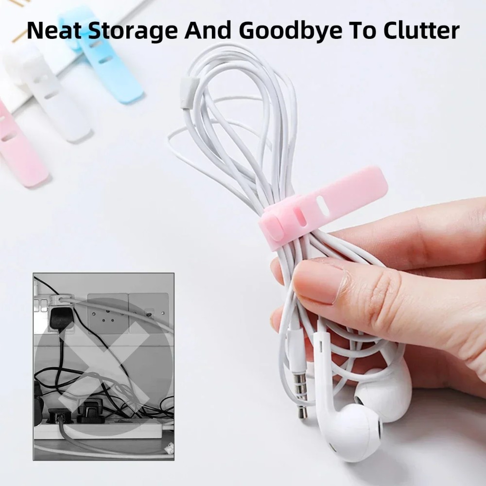 Produk Pengikat Kabel Silikon Warna Warni Strap Cord Organizer Flexible Reusable