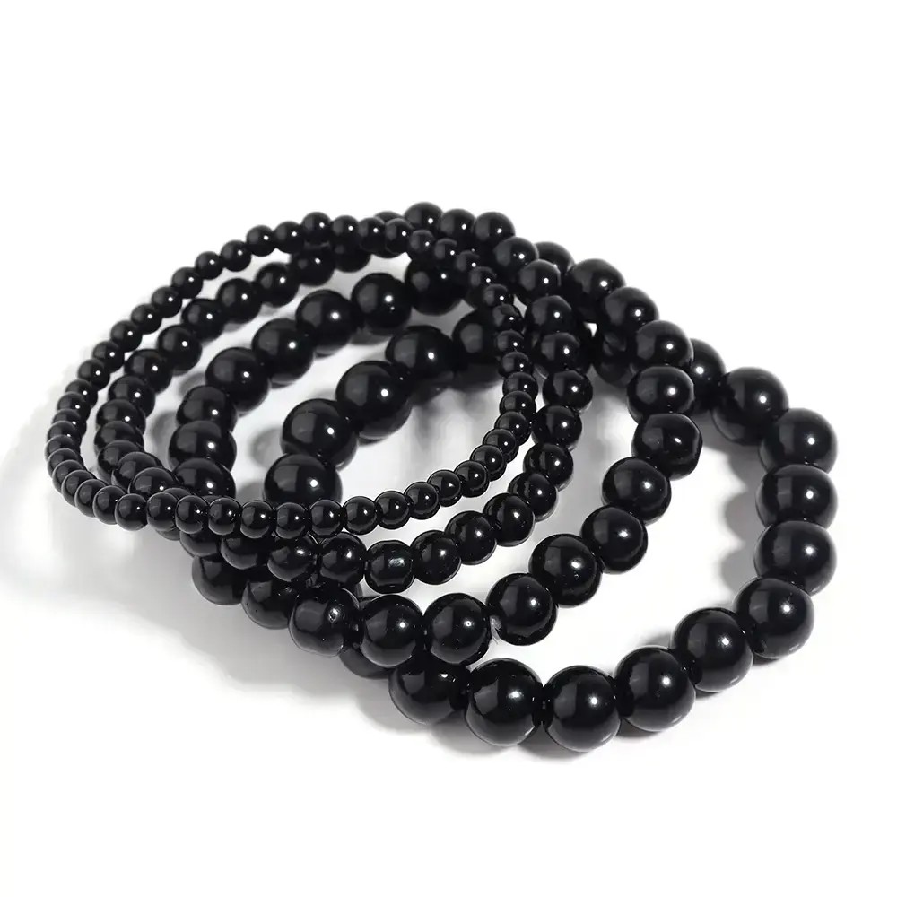 Produk Gelang Tangan Onyx Stone Pria Wanita Perhiasan Batu Alam Hitam Simpel Elastis